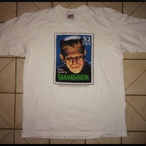 Vintage Frankenstein Halloween stamp t shirt